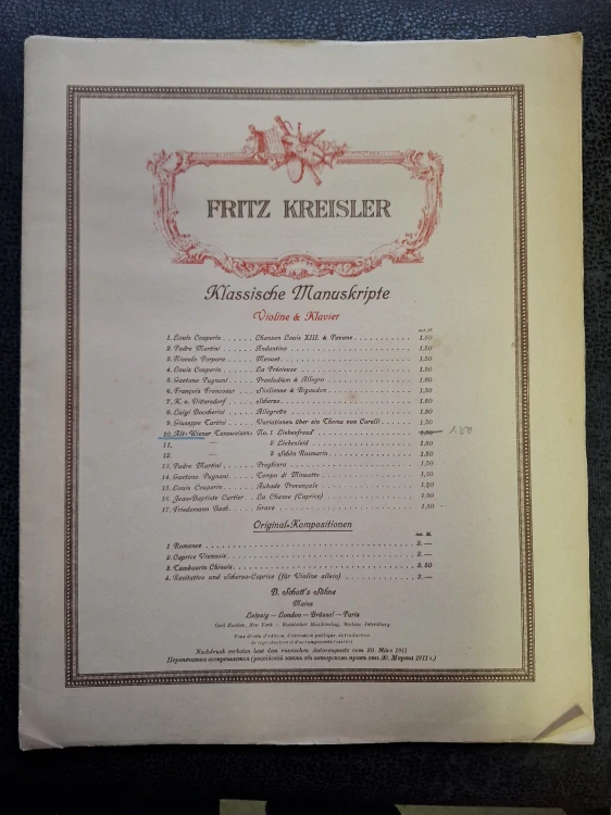 Klassische Manuskripte - Fritz Kreisler