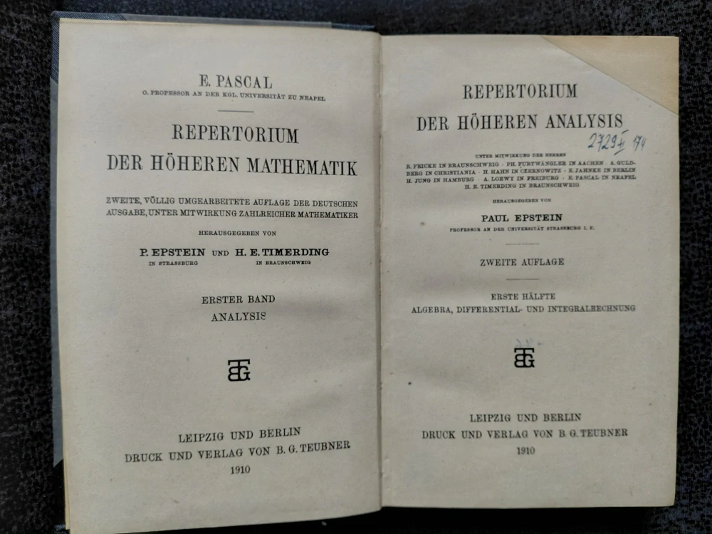 Repertorium der hoheren Mathematik I. - E. Pascal - německy