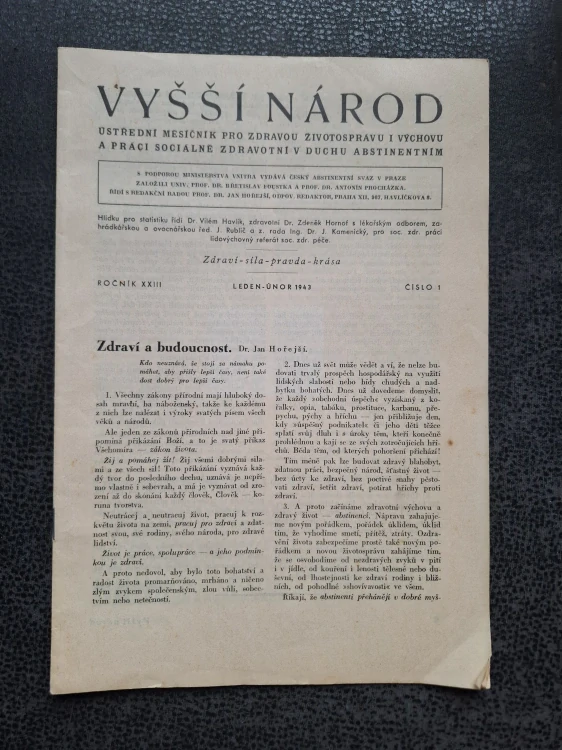 Vyšší národ - ročník XXIII. leden - únor 1943 - čísla 1, 2, 3, 4, 5, 6