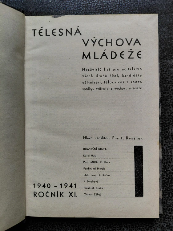 Tělesná výchova mládeže - 1940-1941 roč. XI.