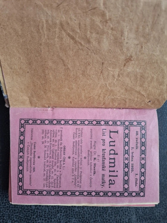 Ludmila. List pro křesťanské matky – 1924 – 12 čísel, 1925 – 12 čísel - Slavík K.