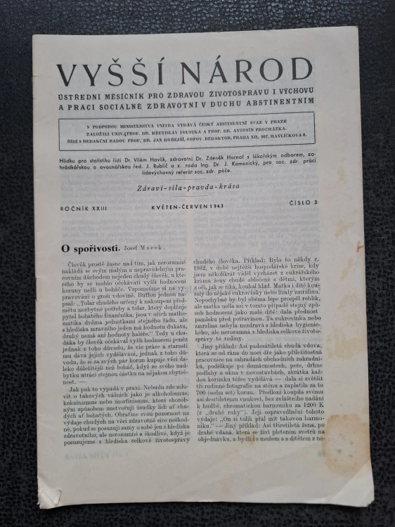 Vyšší národ - ročník XXIII. leden - únor 1943 - čísla 1, 2, 3, 4, 5, 6
